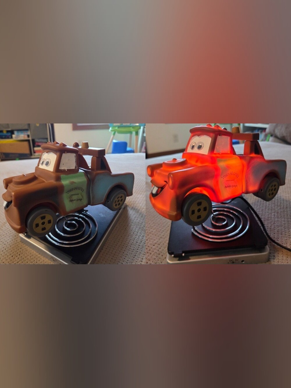 2006 Disney Pixar Cars Tow Mater Kids Night Light works! Rare Light on stand
